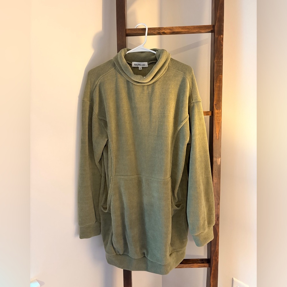 Amazing Lace Olive Long Sleeve Dress